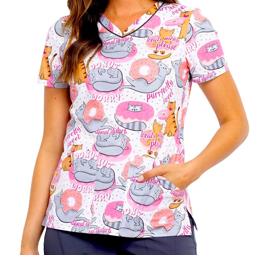 Cat and Donuts Scrub top